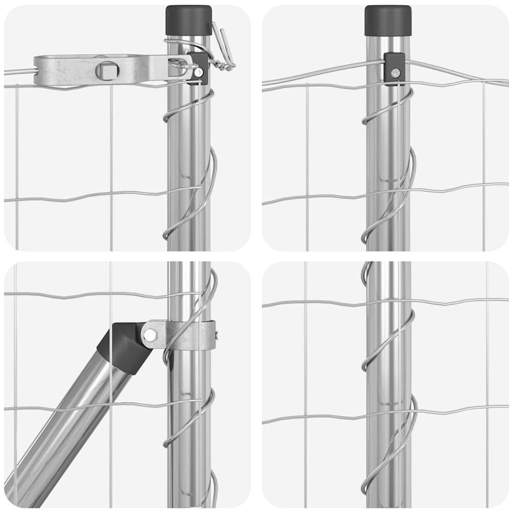 Zaun mit Pfosten Silber 0,6 x 25 m Stahl